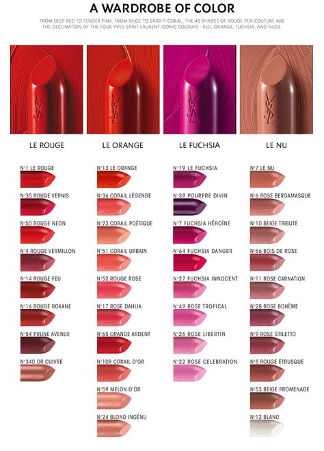 ysl lipstick color chart|ysl number 19 lipstick.